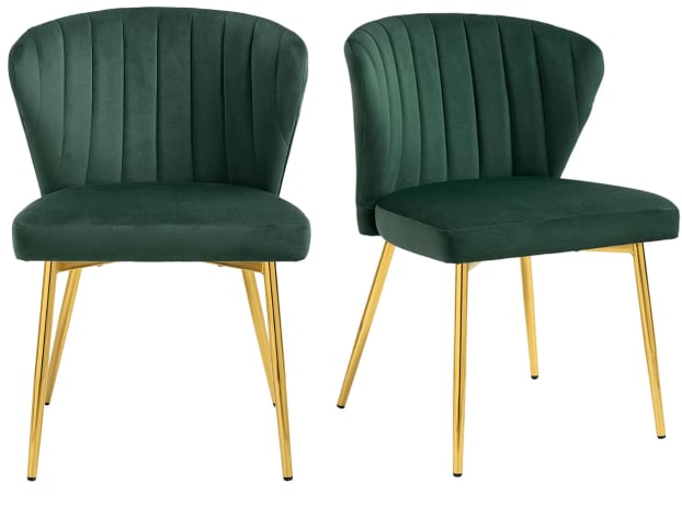 Emerald green curved velvet accent chairs